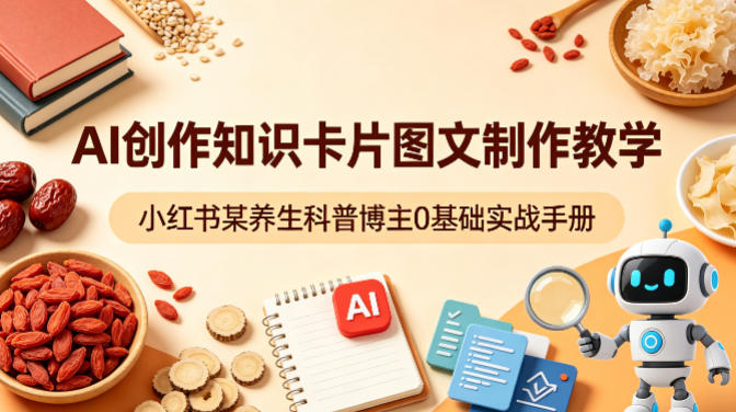 AI创作知识卡片图文制作教学，小红书某养生科普博主0基础实战手册-优优云创网