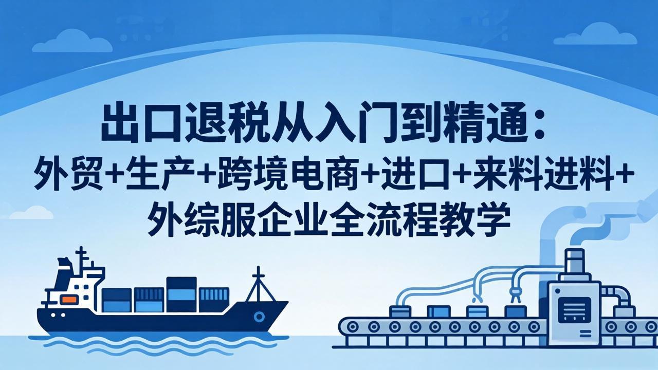 出口退税从入门到精通：外贸+生产+跨境电商+进口+来料进料+外综服企业全流程教学-优优云创网