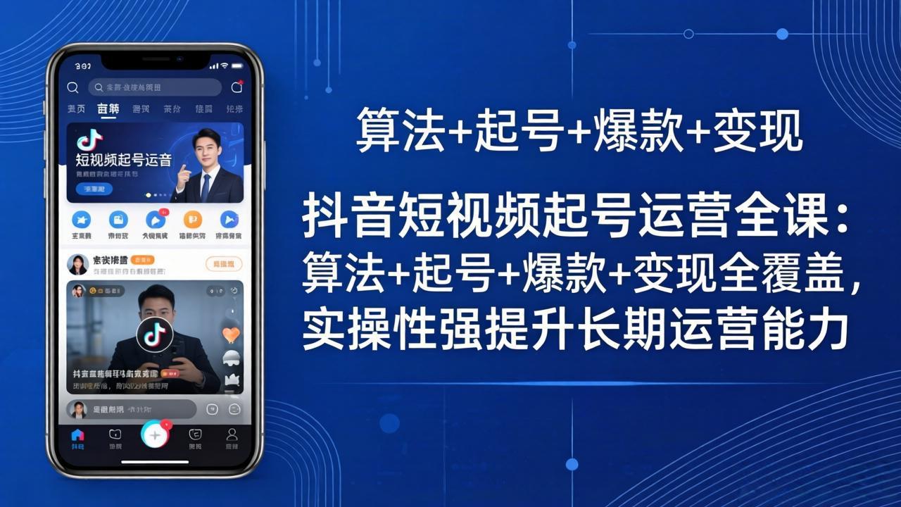 抖音短视频起号运营全课：算法+起号+爆款+变现全覆盖，实操性强提升长期运营能力-优优云创网