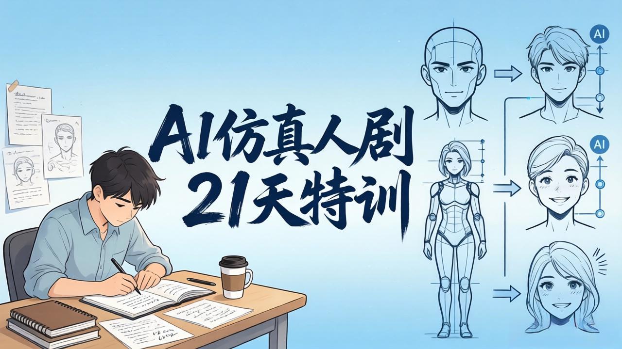 AI仿真人剧21天特训-更新：从剧本到成片全流程实战，掌握角色一致性与变现方法-优优云创网