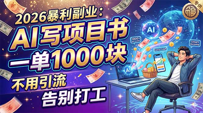 2026暴利副业：AI 写项目书，一单 1000 块，不用引流，告别打工-优优云创网