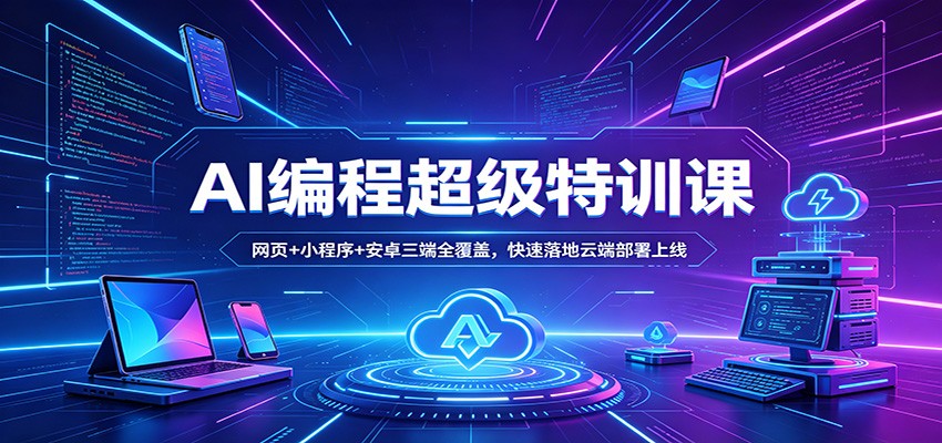 AI编程超级特训课：网页+小程序+安卓三端全覆盖，快速落地云端部署上线-优优云创网