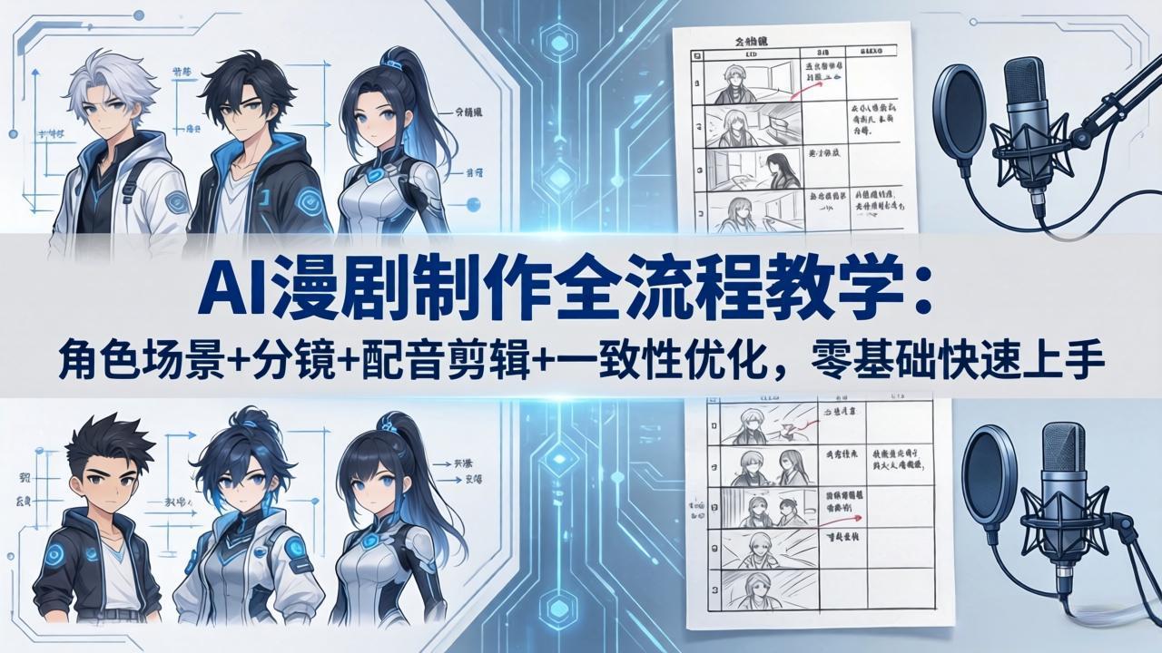 AI漫剧制作全流程教学：角色场景+分镜+配音剪辑+一致性优化，零基础快速上手-优优云创网