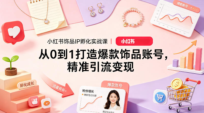 小红书饰品IP孵化实战课｜从0到1打造爆款饰品账号，精准引流变现-优优云创网