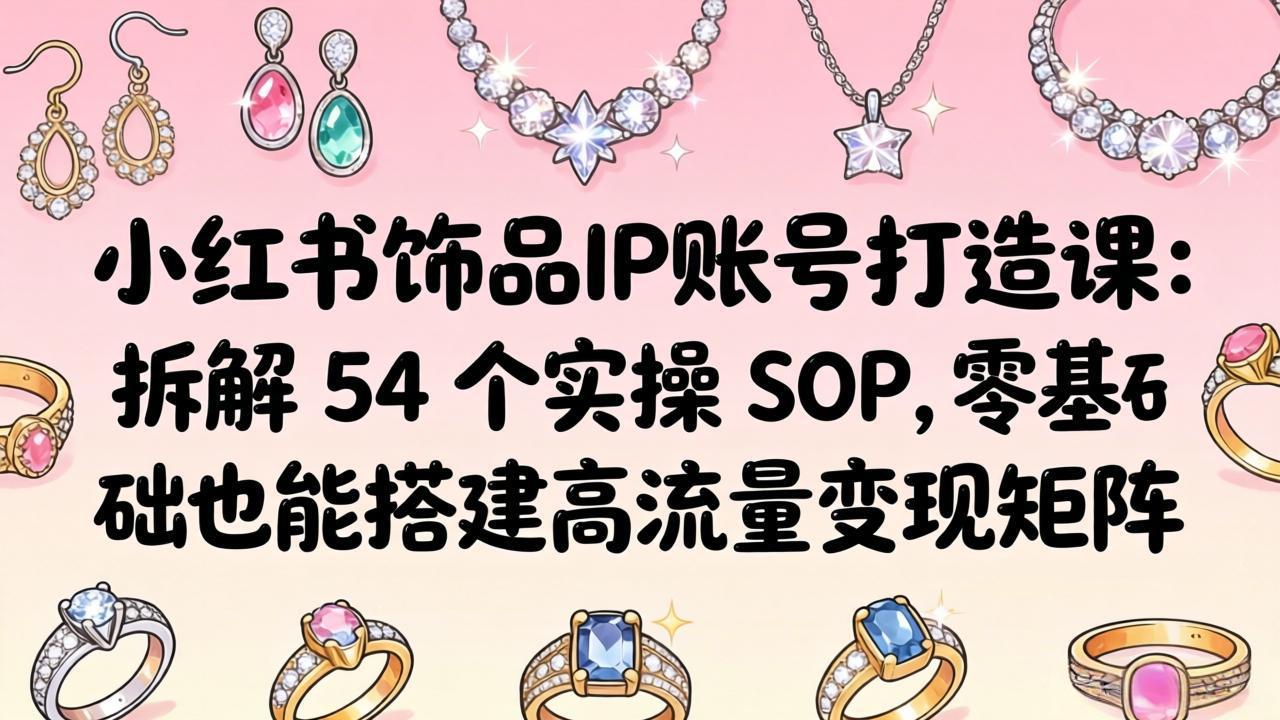 小红书饰品IP账号打造课：拆解 54 个实操 SOP，零基础也能搭建高流量变现矩阵-优优云创网