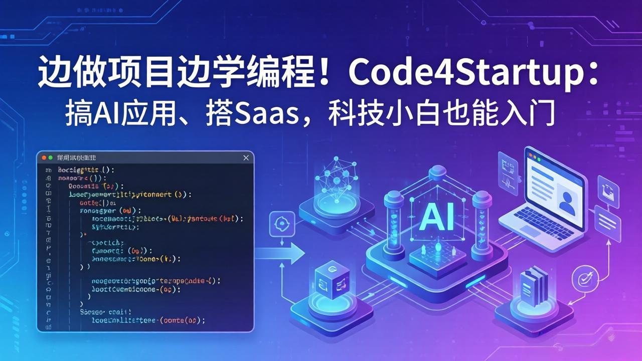 边做项目边学编程！Code4Startup：搞 AI 应用、搭 SaaS，科技小白也能入门-优优云创网