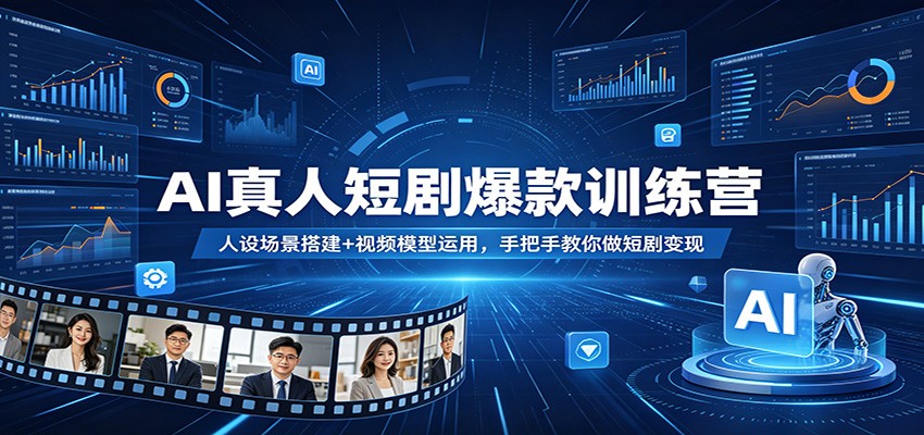 AI真人短剧爆款训练营：人设场景搭建+视频模型运用，手把手教你做短剧变现-优优云创网