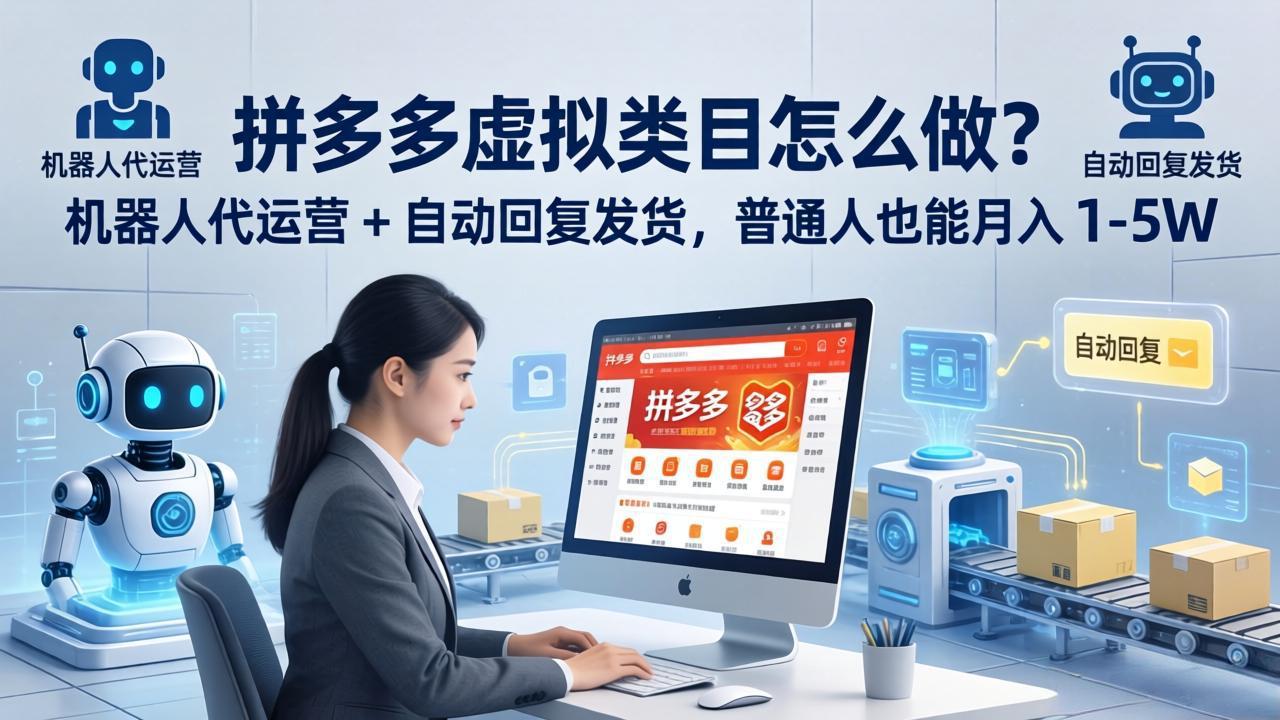 拼多多虚拟类目怎么做？机器人代运营 + 自动回复发货，普通人也能月入 1-5W-优优云创网