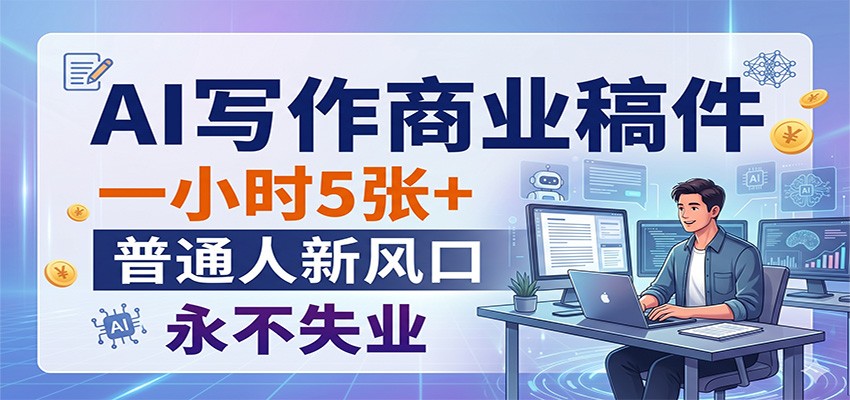 AI写作商业稿件，一小时5张+，普通人新风口，永不失业-优优云创网