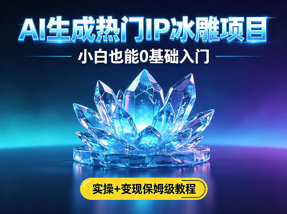 AI生成热门ip冰雕项目，小白也能0基础入门，实操+变现保姆级教程-优优云创网