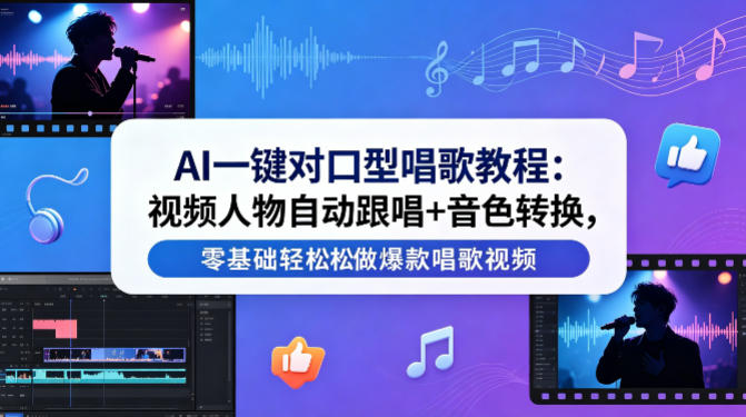 AI一键对口型唱歌教程：视频人物自动跟唱+音色转换，零基础轻松做爆款唱歌视频-优优云创网