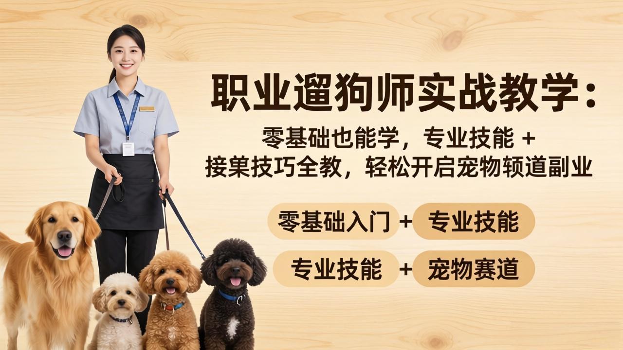 职业遛狗师实战教学：零基础也能学，专业技能 + 接单技巧全教，轻松开启宠物赛道副业-优优云创网