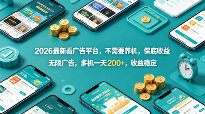 20260420143300211-4b7537f0c509b8e6fa919efe27079789 2026最新看广告平台,不需要养机,保底收益,无限广告,多机一天200+,收益稳定【揭秘】