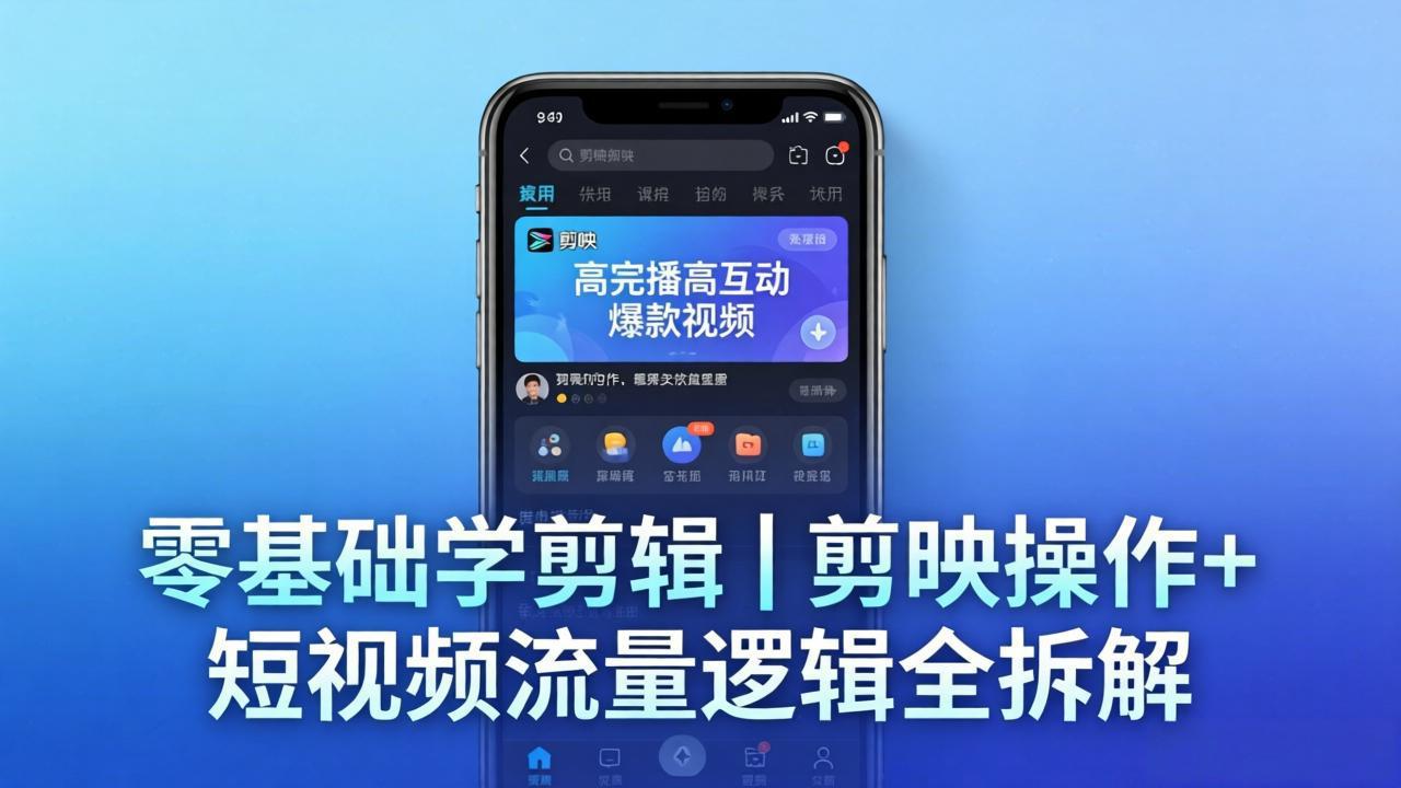 【零基础学剪辑】剪映操作+短视频流量逻辑全拆解｜手把手教你剪出高完播高互动爆款视频-优优云创网