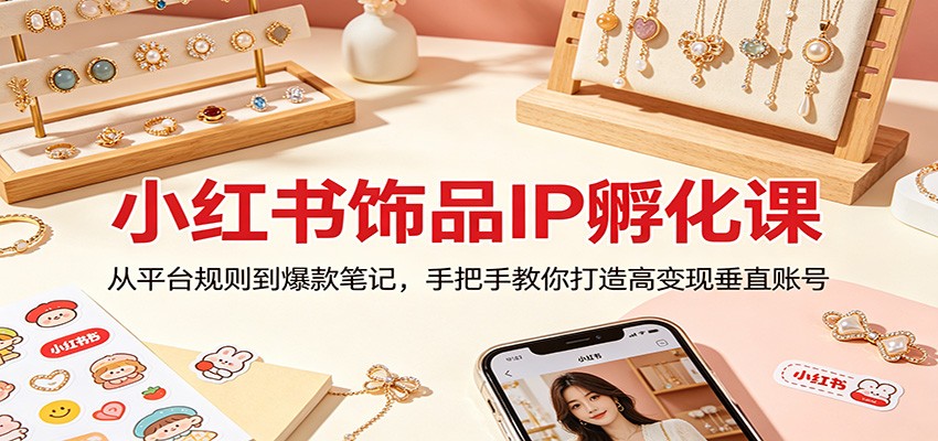 小红书饰品IP孵化课：从平台规则到爆款笔记，手把手教你打造高变现垂直账号-优优云创网