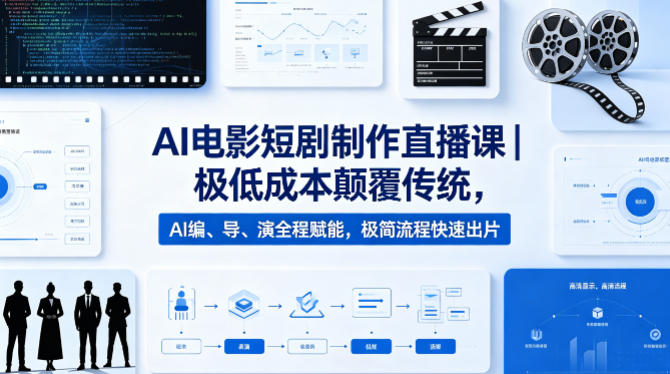 AI电影短剧制作直播课｜极低成本颠覆传统，AI编、导、演全程赋能，极简流程快速出片-优优云创网