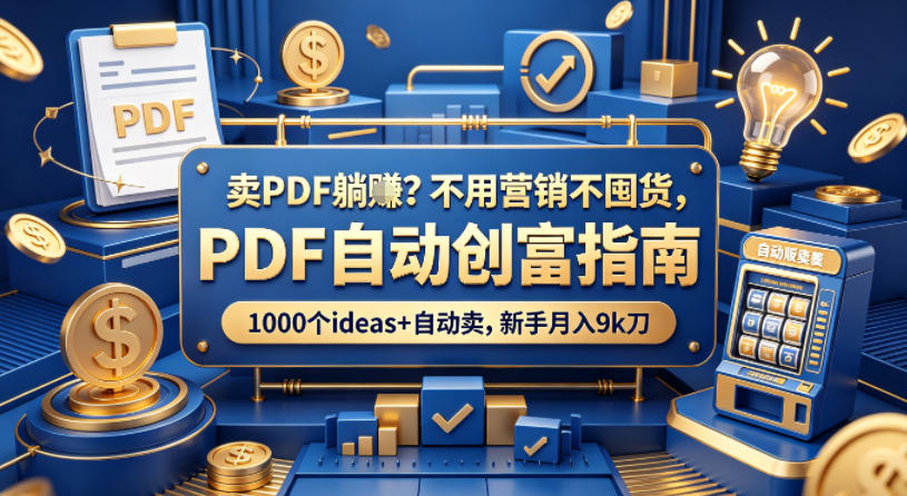 卖PDF躺賺？不用营销不囤货，PDF自动创富指南，1000个ideas+自动卖，新手月入9k刀【原创双语字幕】-优优云创网