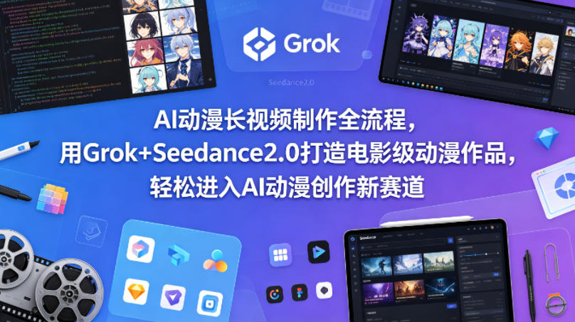 AI动漫长视频制作全流程，用Grok+Seedance2.0打造电影级动漫作品，轻松进入AI动漫创作新赛道-优优云创网