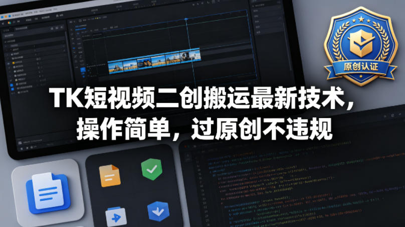 TK短视频二创搬运最新技术，操作简单，过原创不违规-优优云创网