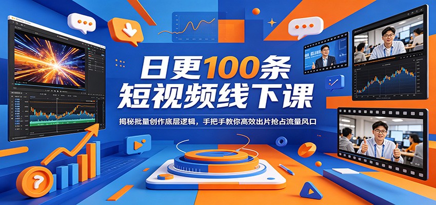 日更100条短视频线下课：揭秘批量创作底层逻辑，手把手教你高效出片抢占流量风口-优优云创网