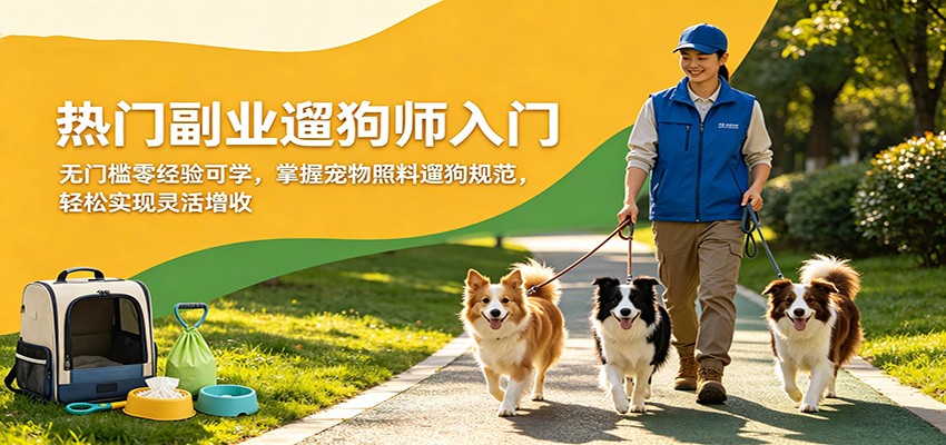 热门副业遛狗师入门，无门槛零经验可学，掌握宠物照料遛狗规范，轻松实现灵活增收-优优云创网