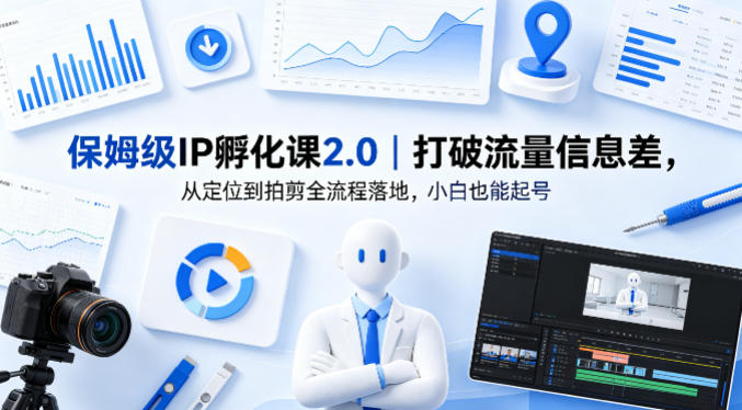 保姆级IP孵化课2.0｜打破流量信息差，从定位到拍剪全流程落地，小白也能起号-优优云创网