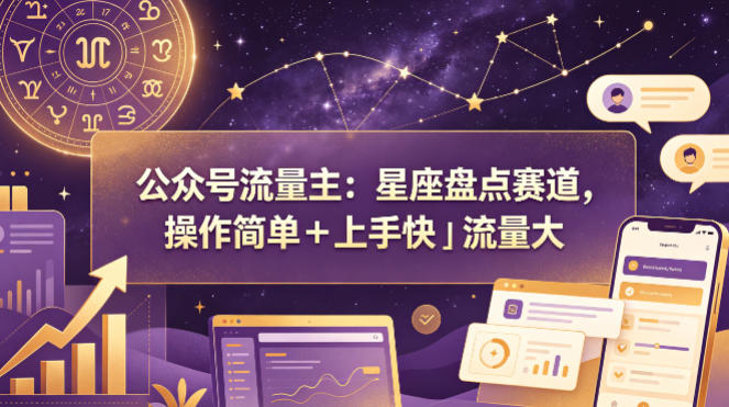 公众号流量主：星座盘点赛道，操作简单＋上手快＋流量大-优优云创网