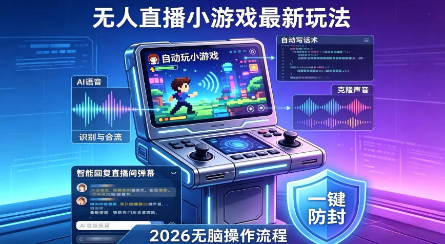 2026年AI无人直播小游戏全流程，不违规不封号，开启创业副业增收之路，小白月入1w+【揭秘】-优优云创网