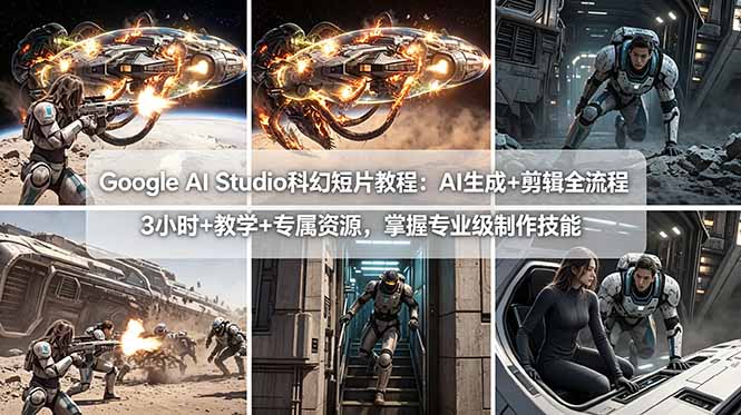 Google AI Studio科幻短片教程：AI生成+剪辑全流程，3小时+教学+专属资源，掌握专业级制作技能-优优云创网