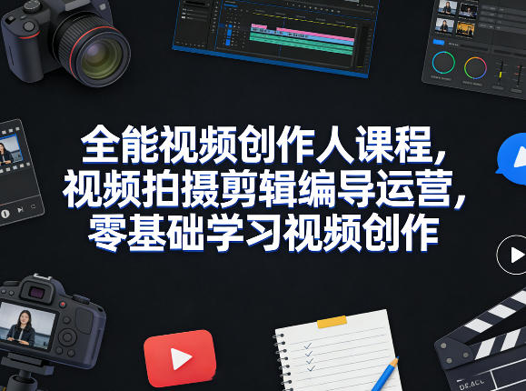 全能视频创作人课程，视频拍摄剪辑编导运营，零基础学习视频创作(更新2026年4月)-优优云创网