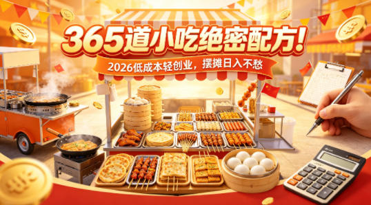 365道小吃绝密配方！2026低成本轻创业，摆摊日入不愁-优优云创网