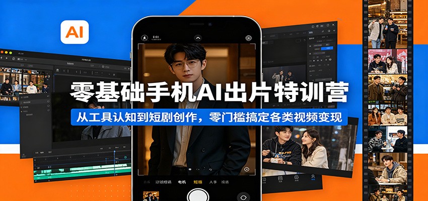 零基础手机AI出片特训营：从工具认知到短剧创作，零门槛搞定各类视频变现-优优云创网