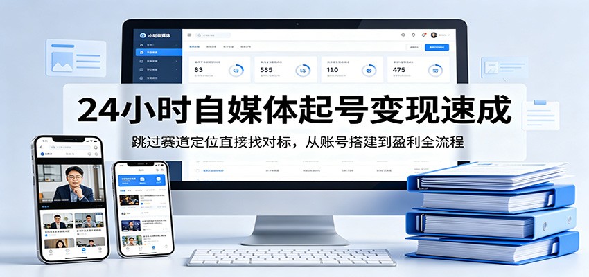 24小时自媒体起号变现速成，跳过赛道定位直接找对标，从账号搭建到盈利全流程-优优云创网