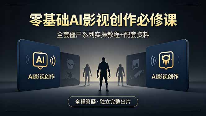 零基础AI影视创作必修课，全套僵尸系列实操教程加配套资料，全程答疑带你独立完整出片-优优云创网