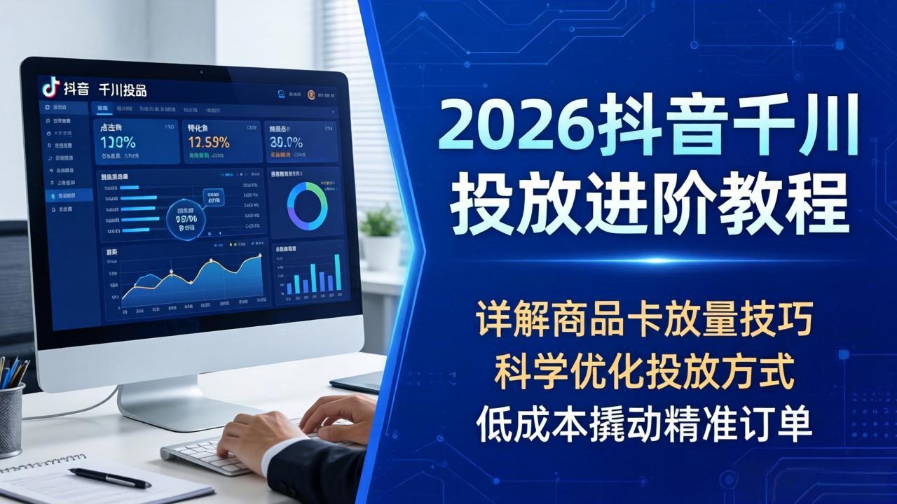 2026抖音千川投放进阶教程，详解商品卡放量技巧，科学优化投放方式，低成本撬动精准订单-优优云创网