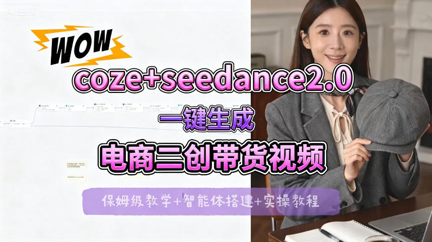 【Coze工作流搭建实操教程】seedance2.0+coze一键生成电商二创带货视频，全流程保姆级教学-优优云创网