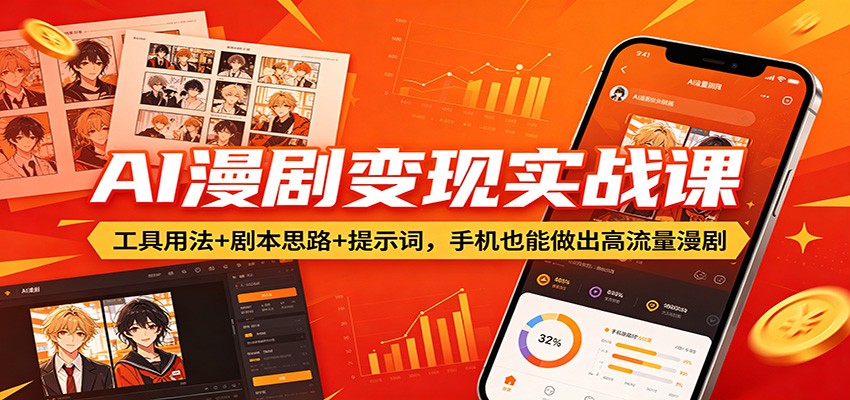 AI漫剧变现实战课：工具用法+剧本思路+提示词，手机也能做出高流量漫剧-优优云创网