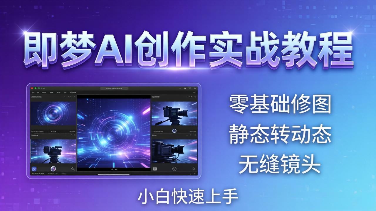 即梦AI创作实战教程，从零基础修图到AI导演，实战教学静态转动态+无缝镜头，小白快速上手-优优云创网