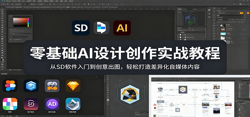 零基础AI设计创作实战教程：从SD软件入门到创意出图，轻松打造差异化自媒体内容-优优云创网