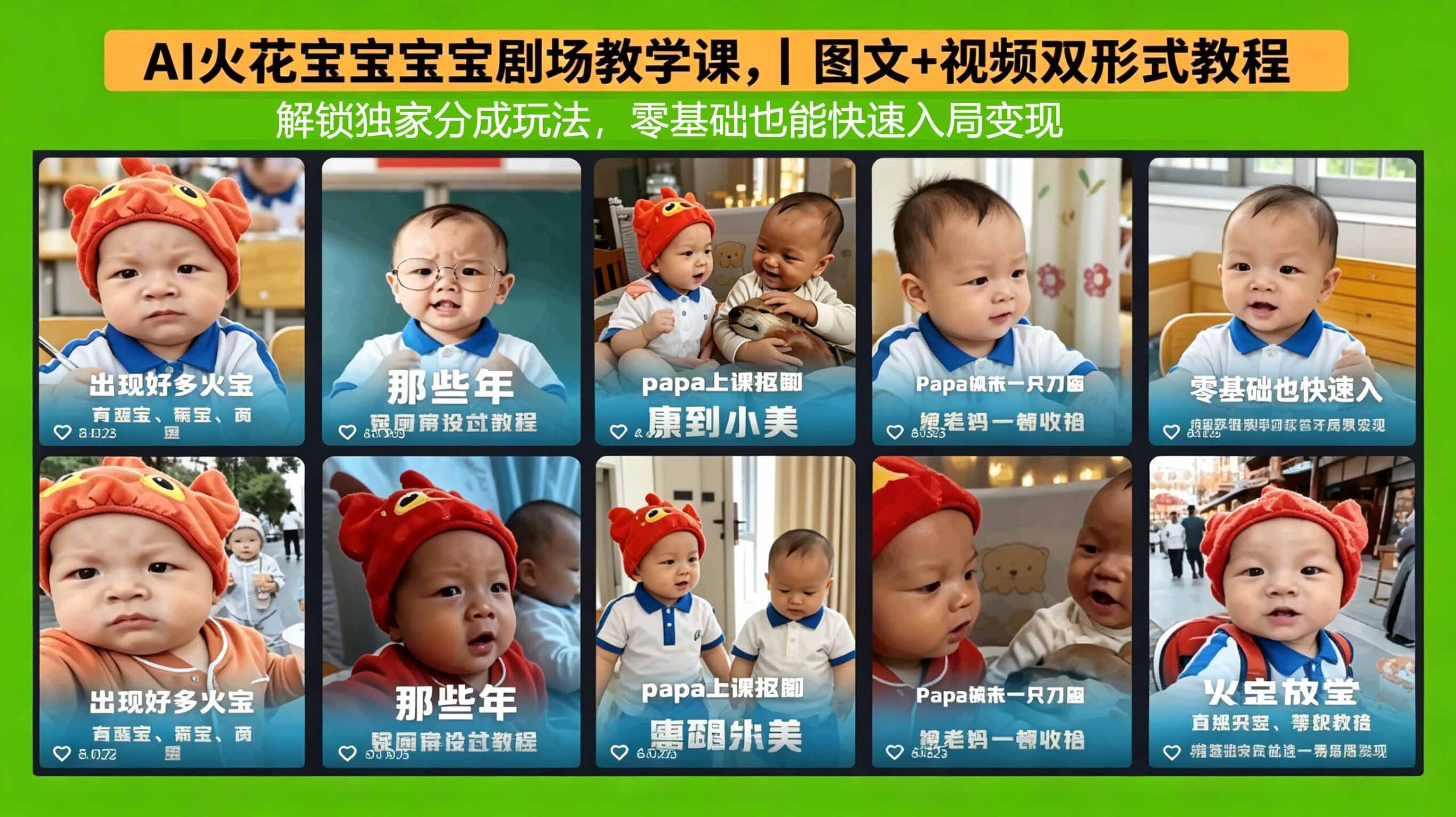 AI火花宝宝宝宝剧场教学课，图文+视频双形式教程，解锁独家分成玩法，零基础也能快速入局变现-优优云创网