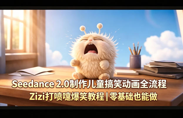 Seedance 2.0制作儿童搞笑动画全流程Zizi打喷嚏爆笑教程｜零基础也能做-优优云创网