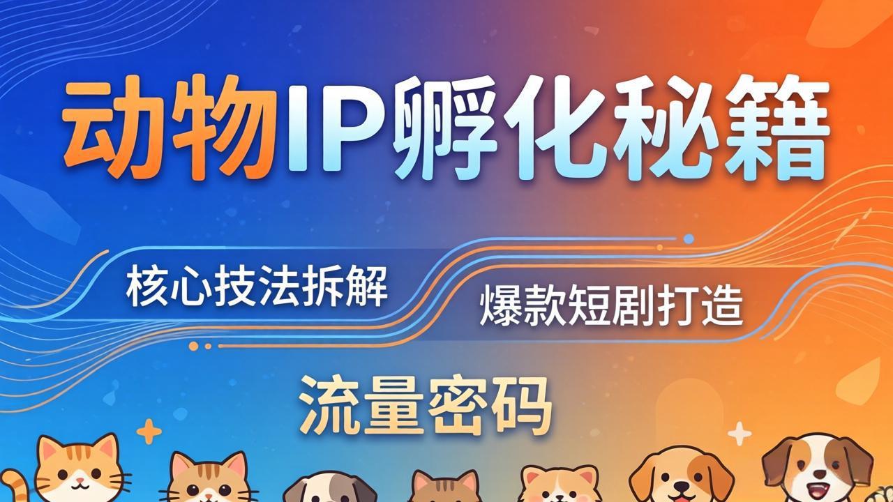 动物IP孵化全套秘籍，三大核心技法拆解，打造爆款萌宠短剧，轻松拿捏赛道流量密码-优优云创网