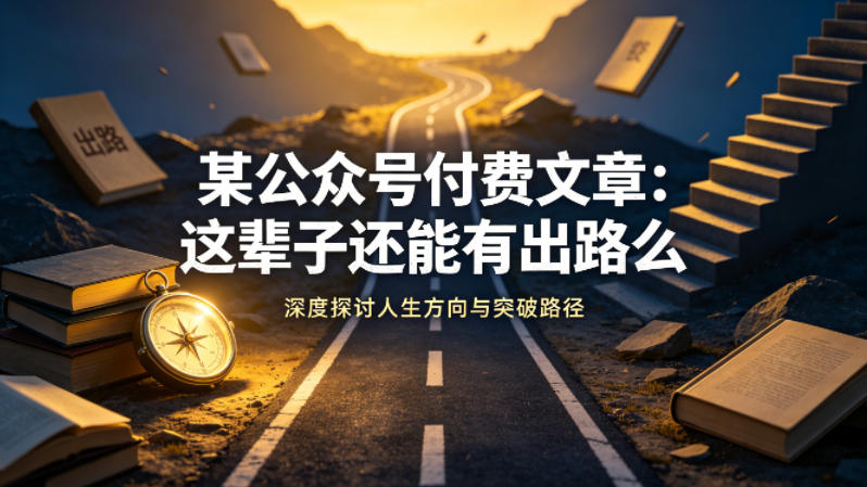 某公众号付费文章：这辈子还能有出路么-优优云创网