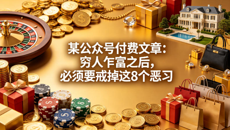 某公众号付费文章：穷人乍富之后，必须要戒掉这8个恶习-优优云创网