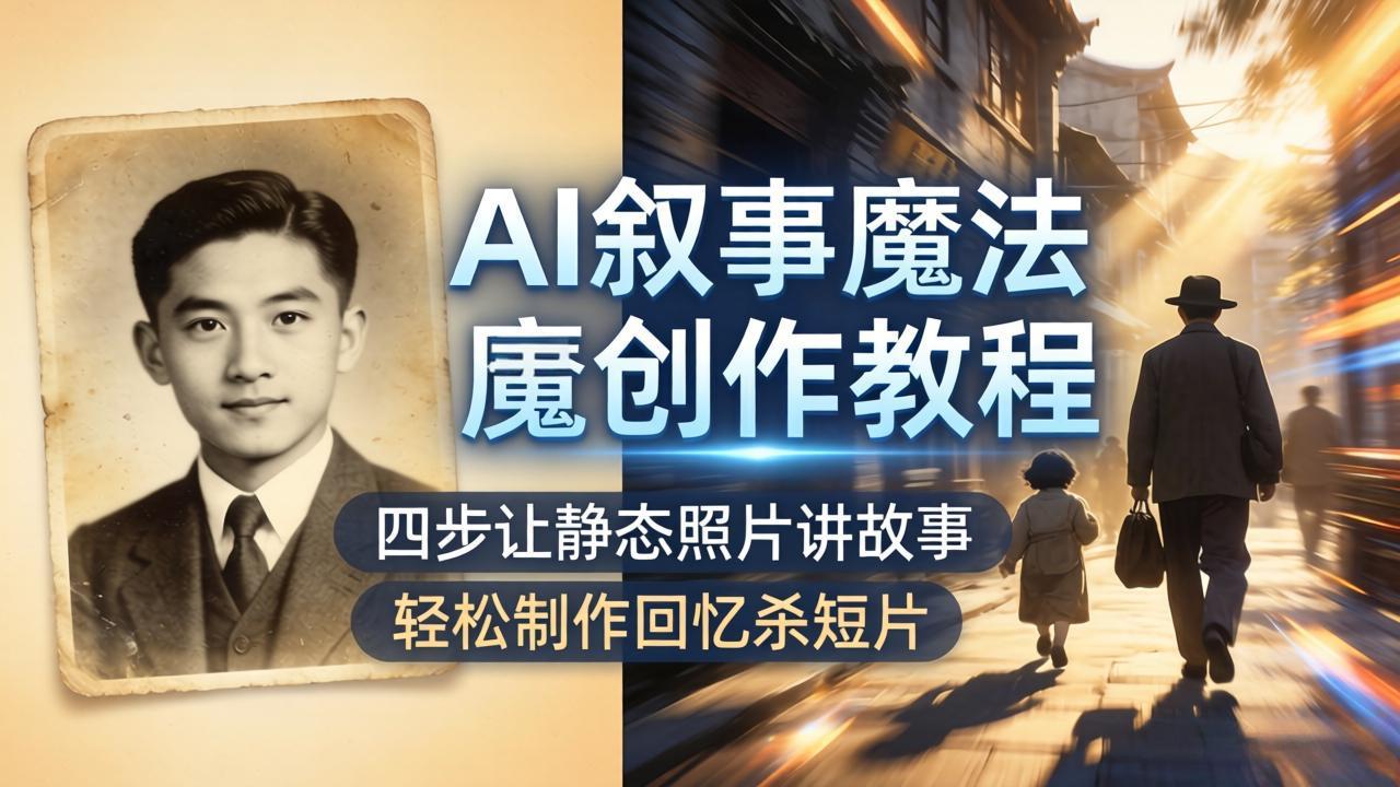 AI叙事魔法创作教程，四步让静态照片讲故事，老照片修复加动态特效，轻松制作回忆杀短片-优优云创网