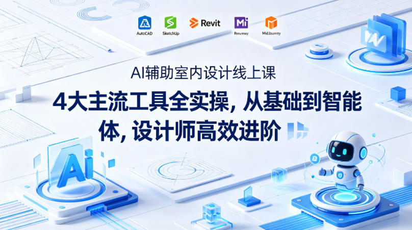 AI辅助室内设计线上课｜4大主流工具全实操，从基础到智能体，设计师高效进阶-优优云创网