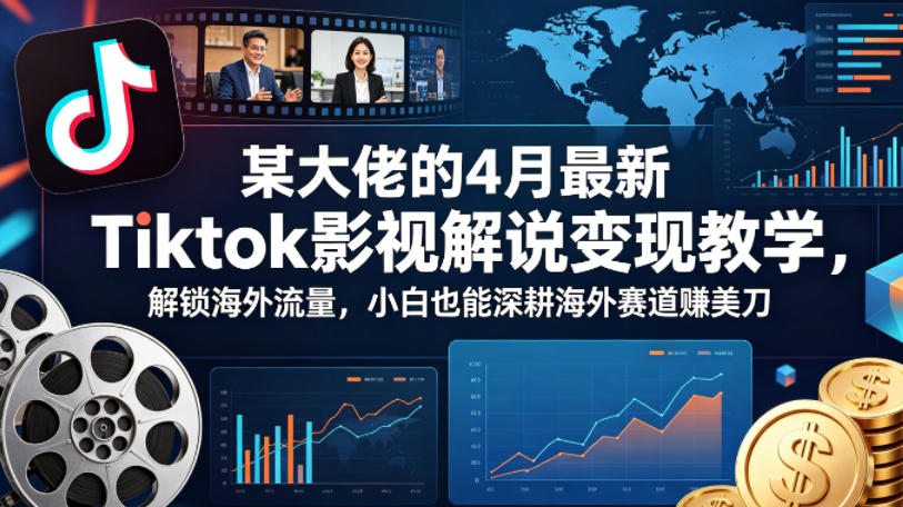 某大佬的4月最新Tiktok影视解说变现教学，解锁海外流量，小白也能深耕海外赛道賺美刀-优优云创网