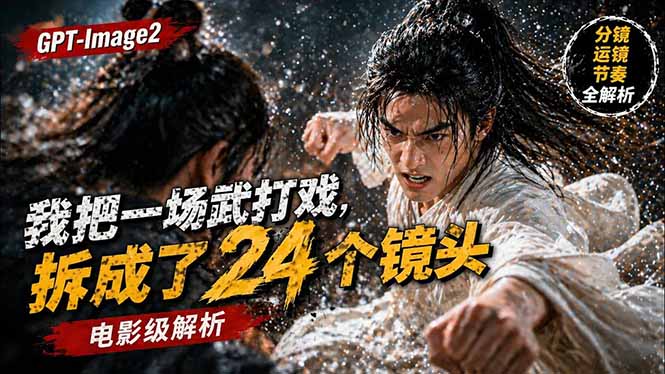 用GPT-Image2，把一段武打对决拆成24个连续镜头，从人物建立、动作衔接、运镜节奏，到情绪爆发-优优云创网