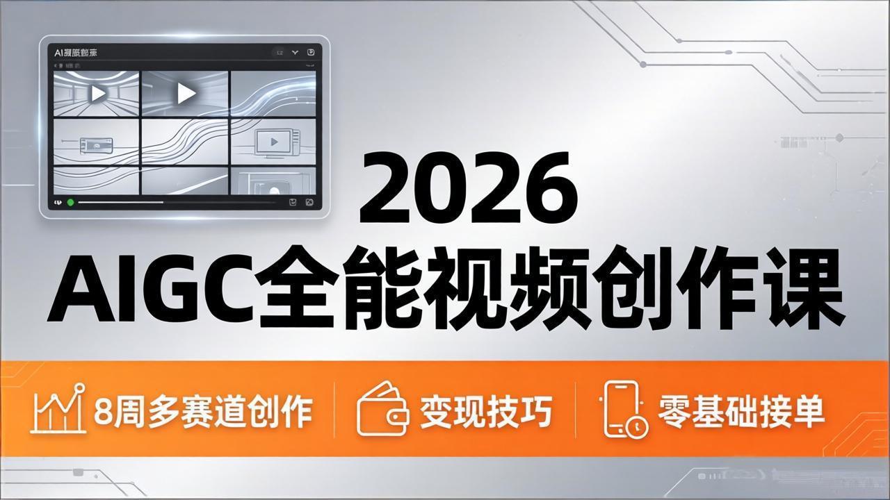 2026AIGC全能视频创作课，8周吃透多赛道创作+变现，零基础也能高效出片接单-优优云创网