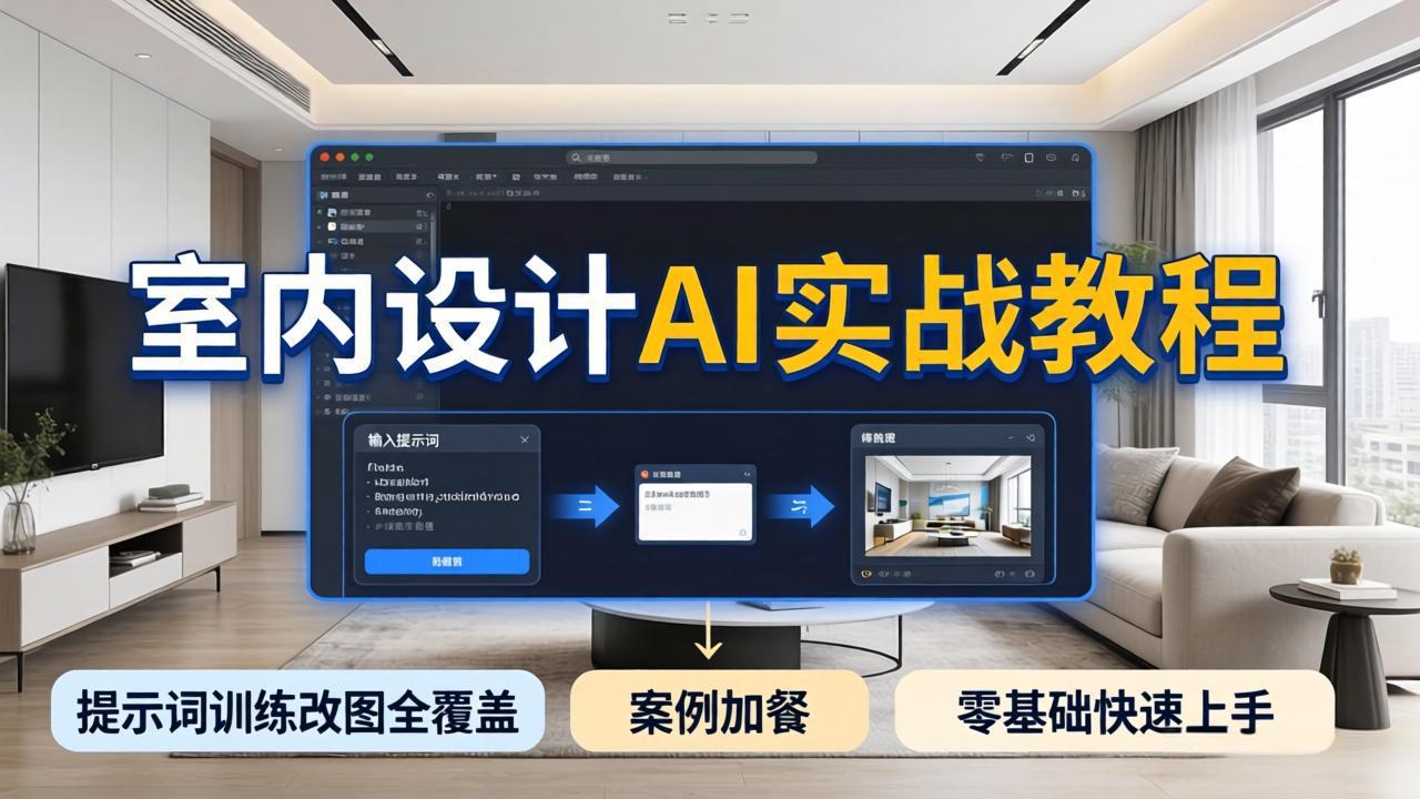 2026室内设计AI实战教程，提示词训练改图全覆盖，搭配案例加餐，零基础也能快速上手-优优云创网